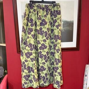 Flax Green and Purple Floral Maxi Skirt